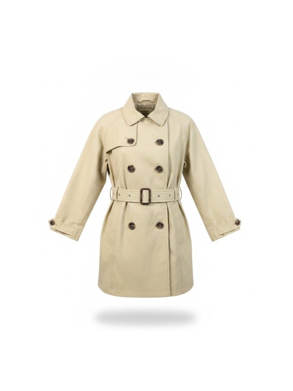 L.L.Bean Women’s Beige Trench Coat Belted Double-Breasted Petite Sz XL